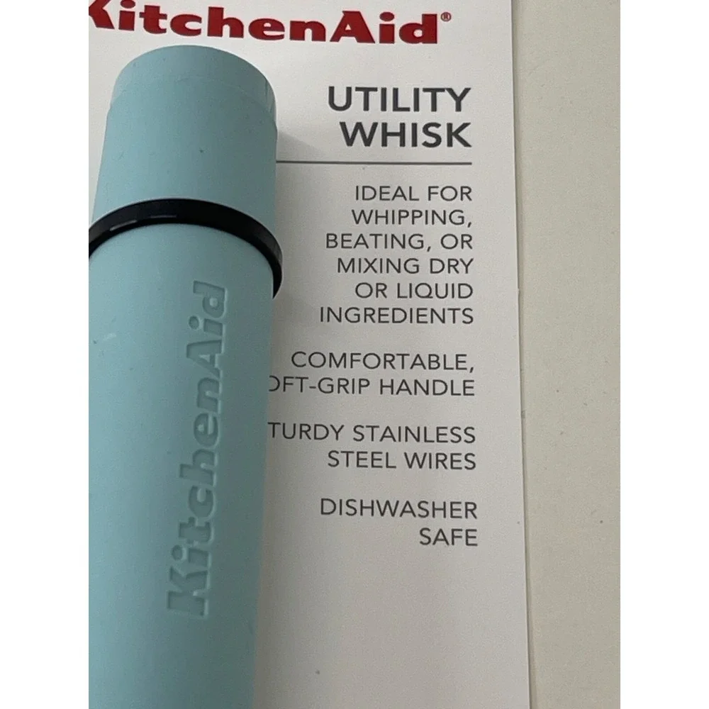 KitchenAid‎ Whisk Ice Blue Grip Stainless Steel Wires Dishwasher Safe NWT